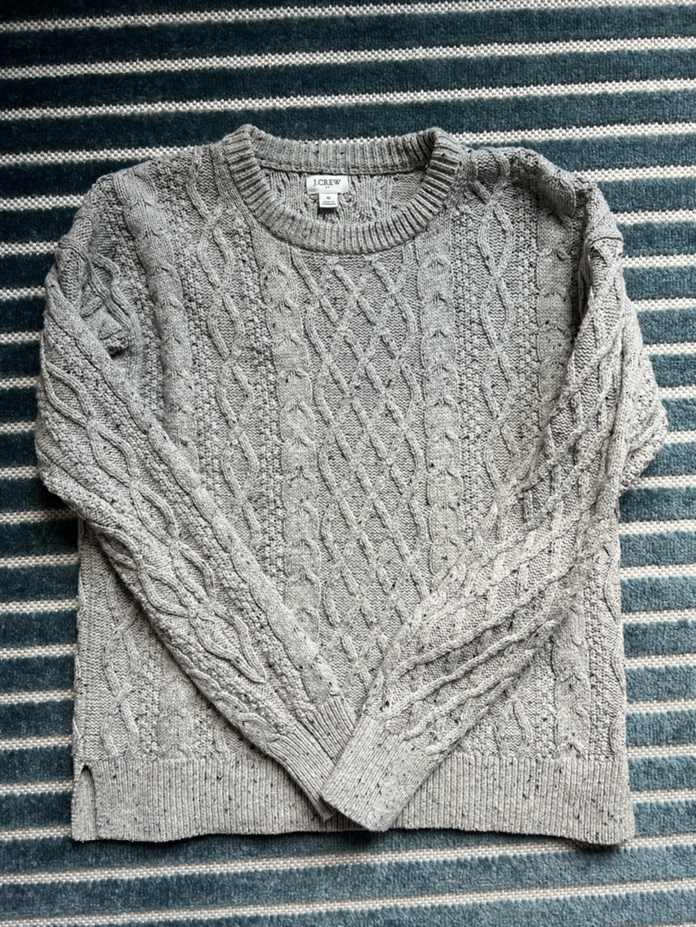 J.Crew grey confetti yarn cable knit sweater size S